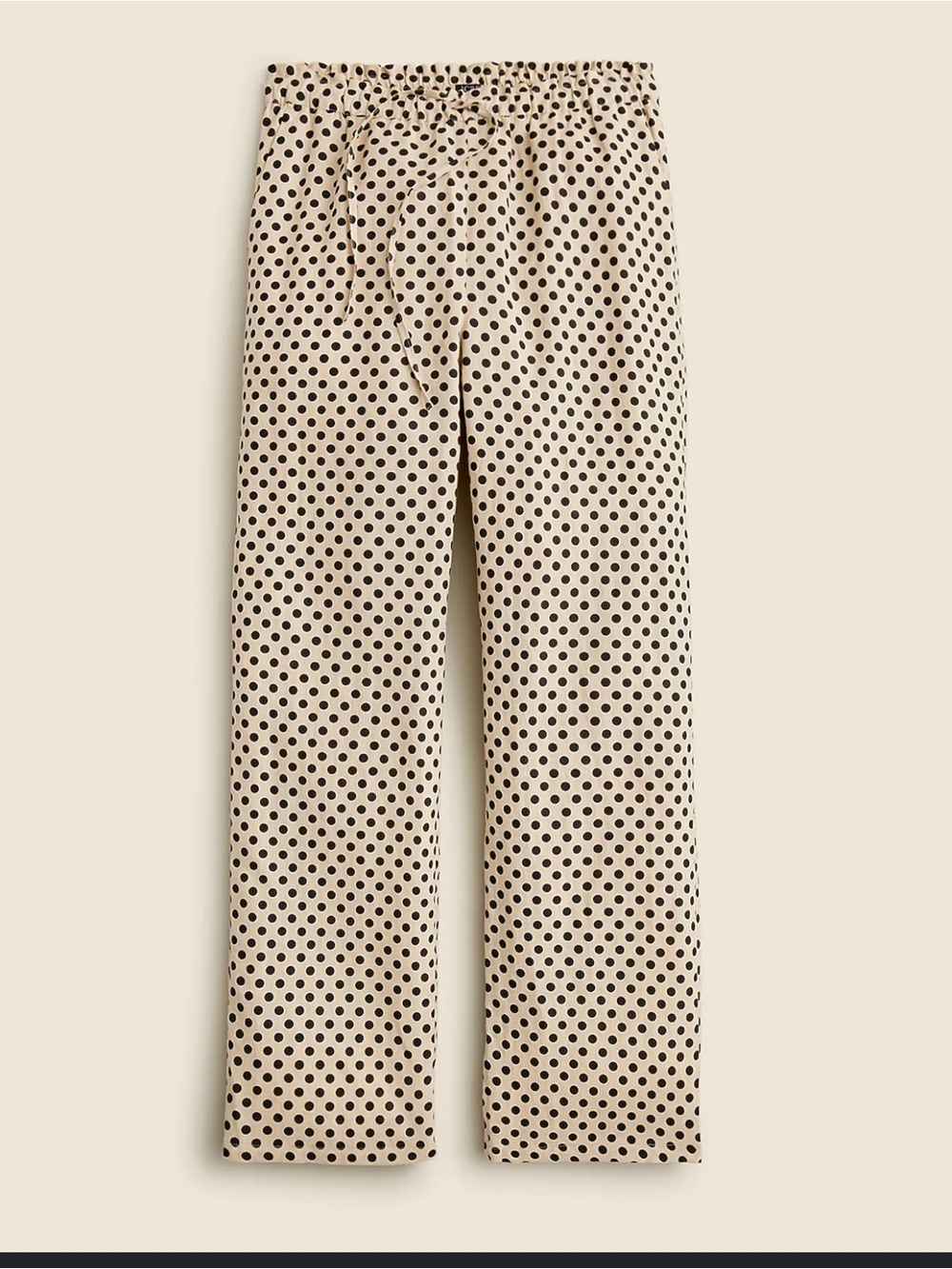 J. Crew Soleil Cream & Black Polka Dot Linen Pants - M